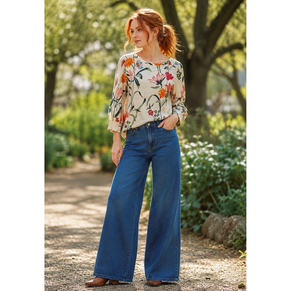 Women's Floral Lightweight Pullover Sweater Size‎ S Feminine Garden Artsy BOHO
